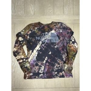 The North Face Shirt Womens Large Black Purple Tie Dye Long Sleeve Logo Tee